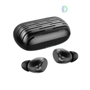 Audionic Signature S-35 wireless earbuds in charging case.