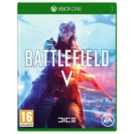 Battlefield V Xbox One gameplay cover art showing World War II soldiers in intense combat with explosions, smoke, and dramatic lighting.