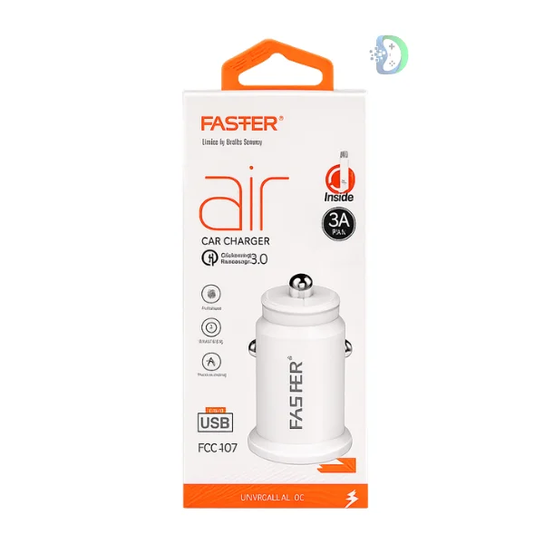 Faster Air 3A Car Charger USB Fast Charging Adapter 3A White Original