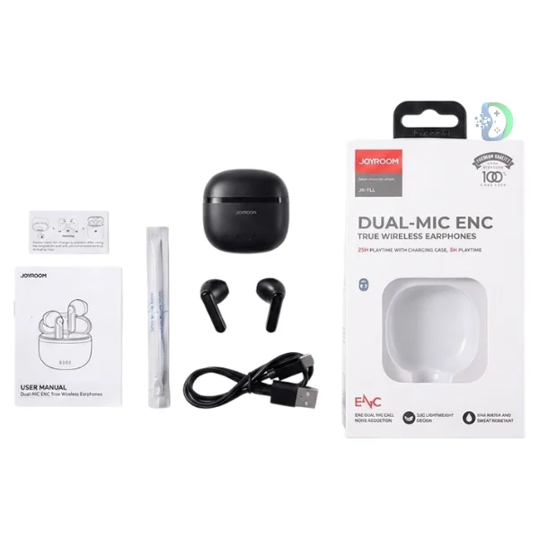 JoyRoom Dual-Mic ENC Earbuds JR-TL11 wireless Bluetooth earbuds with ENC noise cancellation and charging case