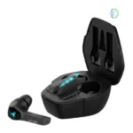 Lenovo True Wireless Gaming Earbuds HQ08 with compact charging case, black color, LED indicator, and ergonomic in-ear design for gaming and music use.