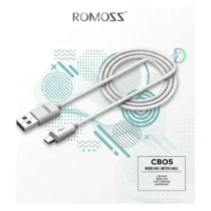 Romoss Basic Micro USB Cable - CB05-101-03 with USB-A to Micro USB connectors, designed for fast charging and data transfer, featuring a durable and flexible cable construction.