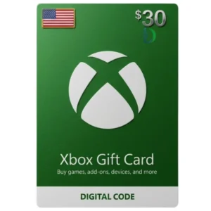 Xbox Gift Card USA 30$ digital gift card for Xbox games, apps, movies, and subscriptions.