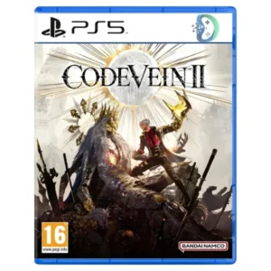 CODE VEIN II PS5 game cover featuring anime-style warriors in a dark post-apocalyptic world, with futuristic weapons, glowing effects, and intense action-packed visuals for PlayStation 5.
