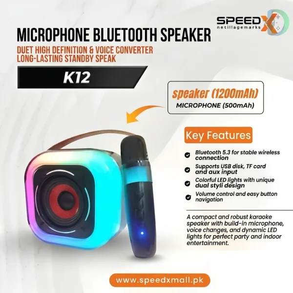 K12 Mini Audio Microphone with Voice Changer Karaoke Family Wireless Bluetooth Outdoor Speaker - Image 2